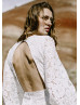 Long Sleeves Ivory Lace Cutout Back Wild Wedding Dress